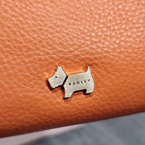 NWOT Orange Pebbled Leather Radley Snap Fold Wallet - Picture 2 of 6